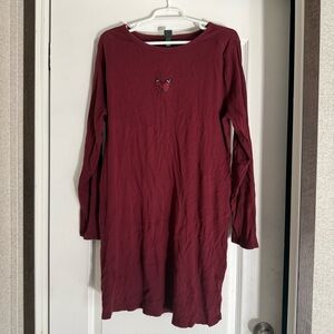 Wild Fable Maroon Long Sleeve Dress with Butterfly Accent